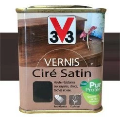 V33 Vernis Meubles Et Boiseries Chocolat Ciré Satin 0,5 L