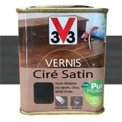 V33 Vernis Meubles Et Boiseries Gris Graphite Ciré Satin 0,25 L