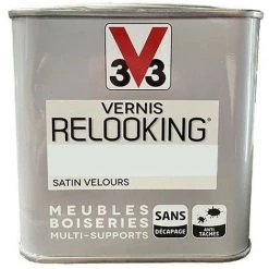 V33 Vernis Relooking Gris Nuage Satin Velours 0,5 L - Gris Nuage
