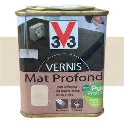 V33 Vernis Meubles Et Boiseries Blanc Patiné Mat Profond 0,25 L