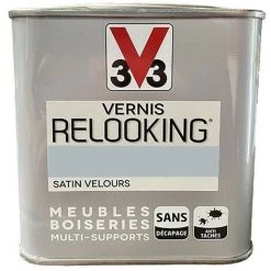 V33 Vernis Relooking Zinc Satin Velours 0,5 L - Zinc