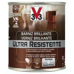 V33 Vernis Intérieur Brillant Ultra-résistant - Chêne Clair 750 Ml