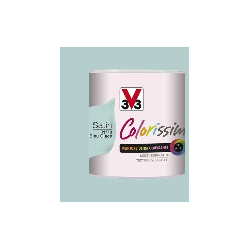 Peinture V33 Colorissim Satin Bleu Glacé N°70 0,5 L - Bleu Glacé