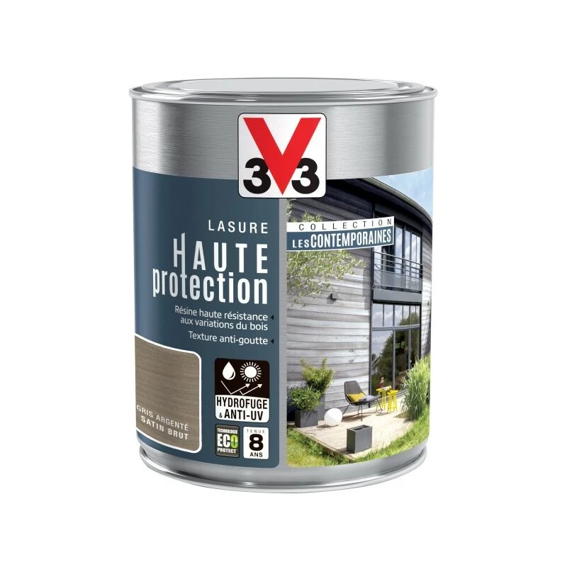 V33 Lasure V33 Hp Les Contemporaines 8 Ans Gris Argenté Satiné 1 L – Image 4