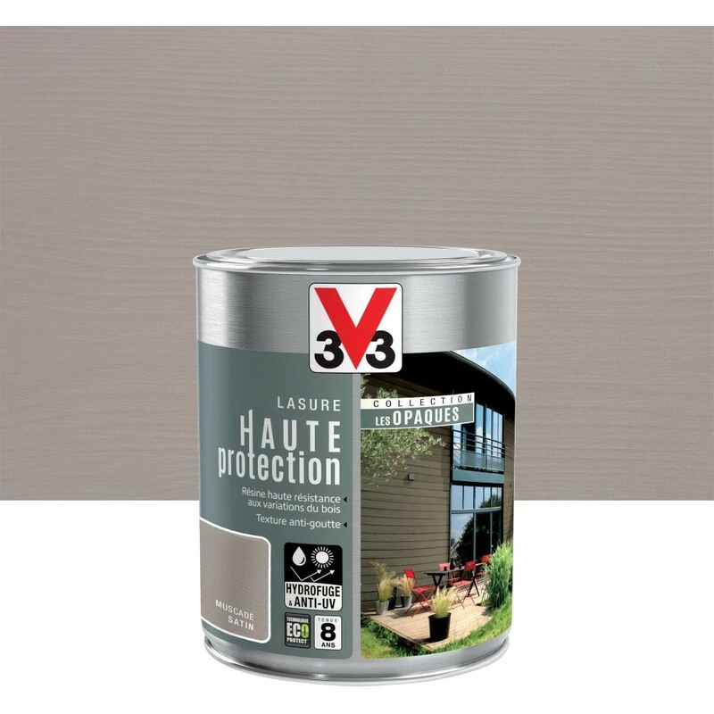 V33 Lasure V33 Hp Les Opaques 8 Ans Muscade Satiné 1 L