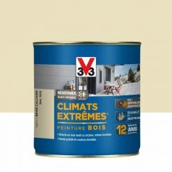 V33 Peinture Bois Extérieur Climats Extrêmes® V33, Beige Calcaire Satiné 0.5 L