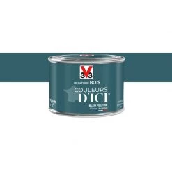 V33 Peinture Bois Extérieur Couleurs D'ici® V33, Bleu Feutré Velours 0.125 L