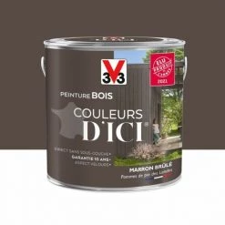 V33 Peinture Bois Extérieur Couleurs D'ici® V33, Marron Brûlé Velours 2 L