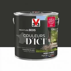 V33 Peinture Bois Extérieur Couleurs D'ici® V33, Noir Ombré Velours 2 L