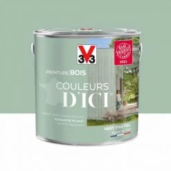 V33 Peinture Bois Extérieur Couleurs D'ici® V33, Vert Pastel Velours 2 L