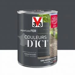 V33 Peinture Fer Extérieur Couleurs D'ici® V33 Gris Anthracite Velours 1.5 L