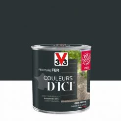 V33 Peinture Fer Extérieur Couleurs D'ici® V33 Gris Noir Velours 0.5 L