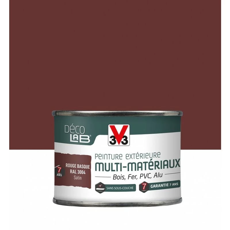 V33 Peinture Multimatériau Extérieur Décolab® V33 Rouge Basque Satiné 0.125 L