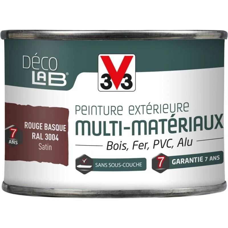 V33 Peinture Multimatériau Extérieur Décolab® V33 Rouge Basque Satiné 0.125 L – Image 4