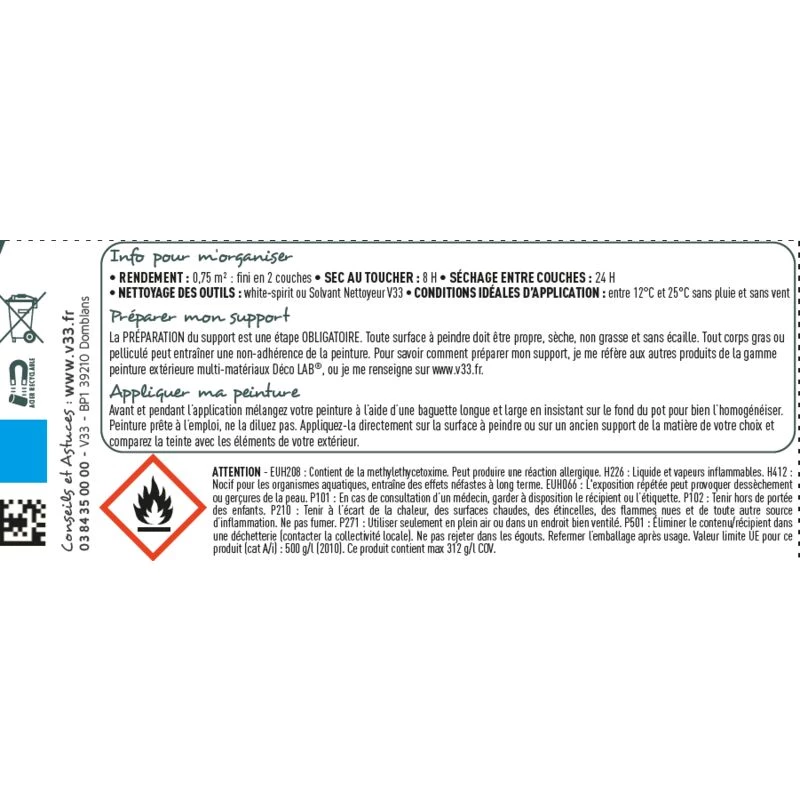 V33 Peinture Multimatériau Extérieur Décolab® V33 Rouge Basque Satiné 0.125 L – Image 5