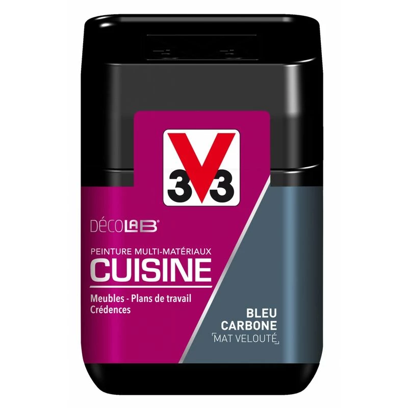 V33 Testeur Peinture Cuisine Meuble Et Crédence Décolab® V33 Bleu Carbone Mat 0.075l – Image 4